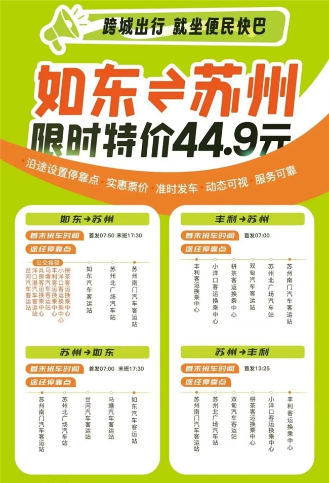 低至39.9元!南通、通州、如东往返苏州、昆山便民快巴预售开启(图5)