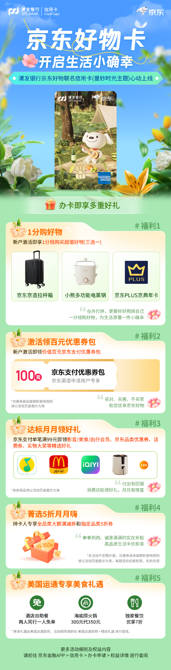 百元优惠券、1分购好物…浦发银行京东好物联名信用卡推出“曼妙时光”卡(图2)